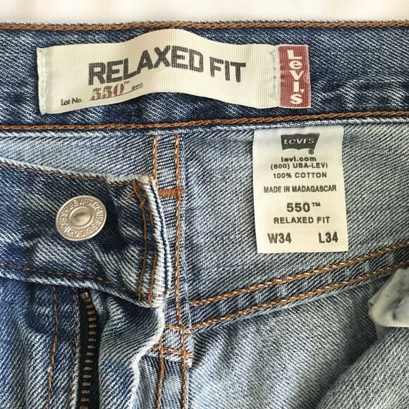 Levi 550 Jeans Mens Tag 34X34 Act 32x32 Blue Relaxed Fit Tapered Leg Denim Pants - Picture 4 of 15